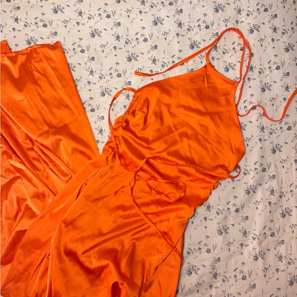 Peppermayo Vibrant Orange Backless Dress